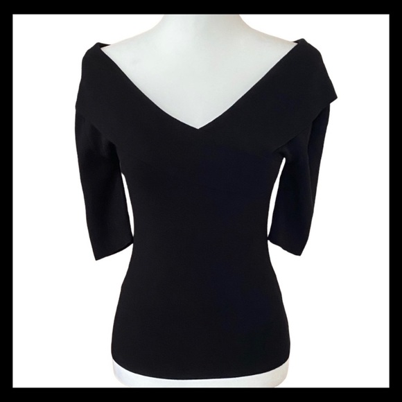 Soft Surroundings Sweaters - SOFT Surroundings Pullover Sweater Black Knit, Surplice Collar SIZE SMALL